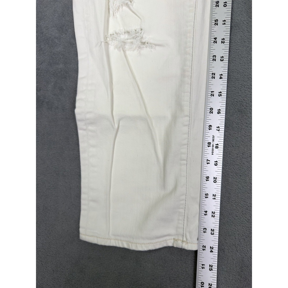 American Eagle Jeans Womens‎ 2 White Denim Boy Fit Distressed Crop Low Rise - Picture 5 of 9